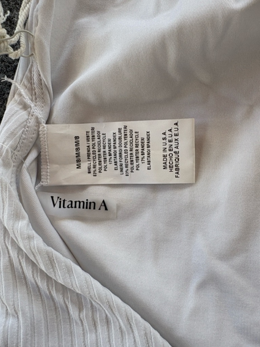 NEW! Vitamin A White Ribbed One Piece Swimsuit | Minimalist Chic | Size Medium - Picture 5 of 5